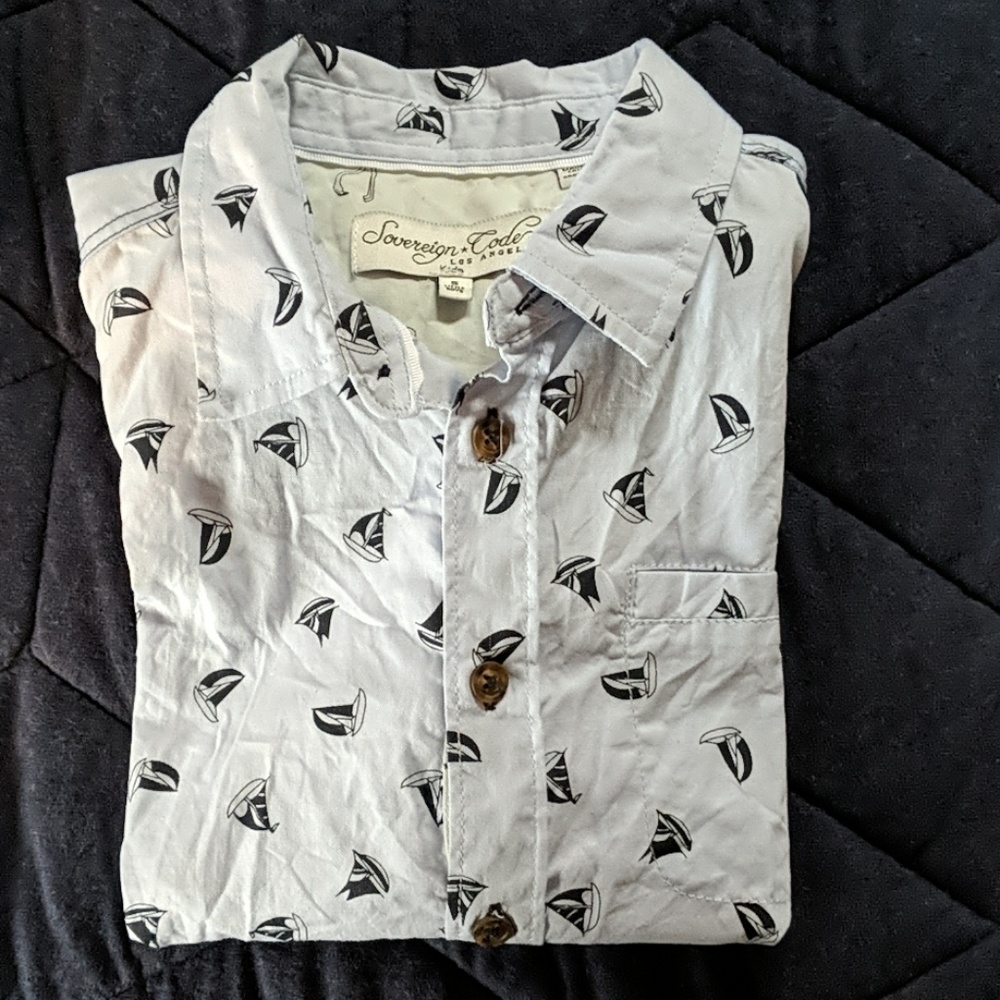 Nautical short sleeve button down shirt - Sz5